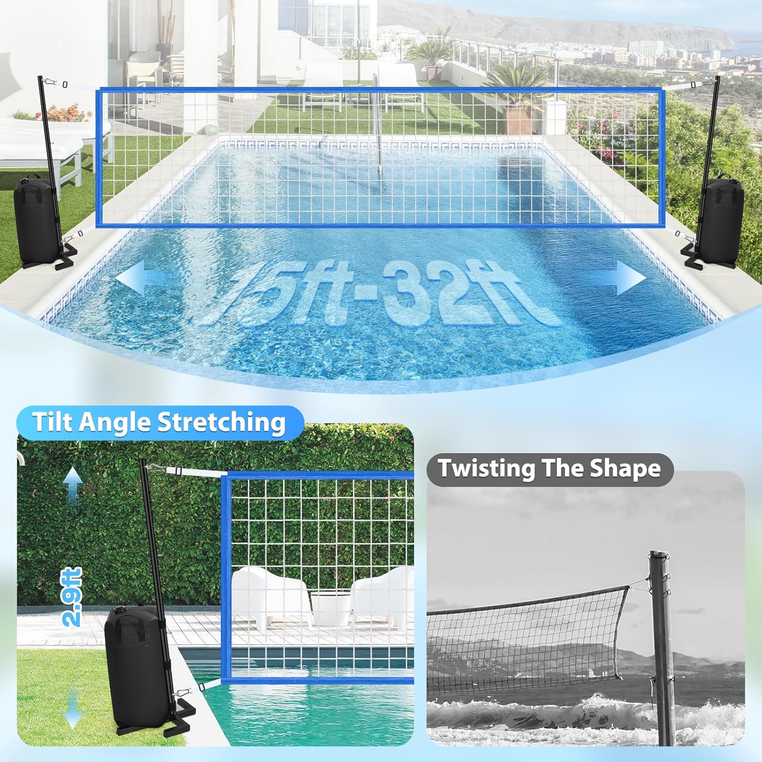 Robustes Pool-Volleyball-Netz- – Heavy Equipment Games Bewertung und Preis